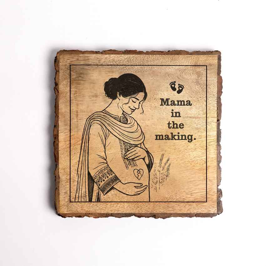 Heartnest Handcrafted Mango Wood Brown Plaque with Stand Gift Set | 8 x 8 inches