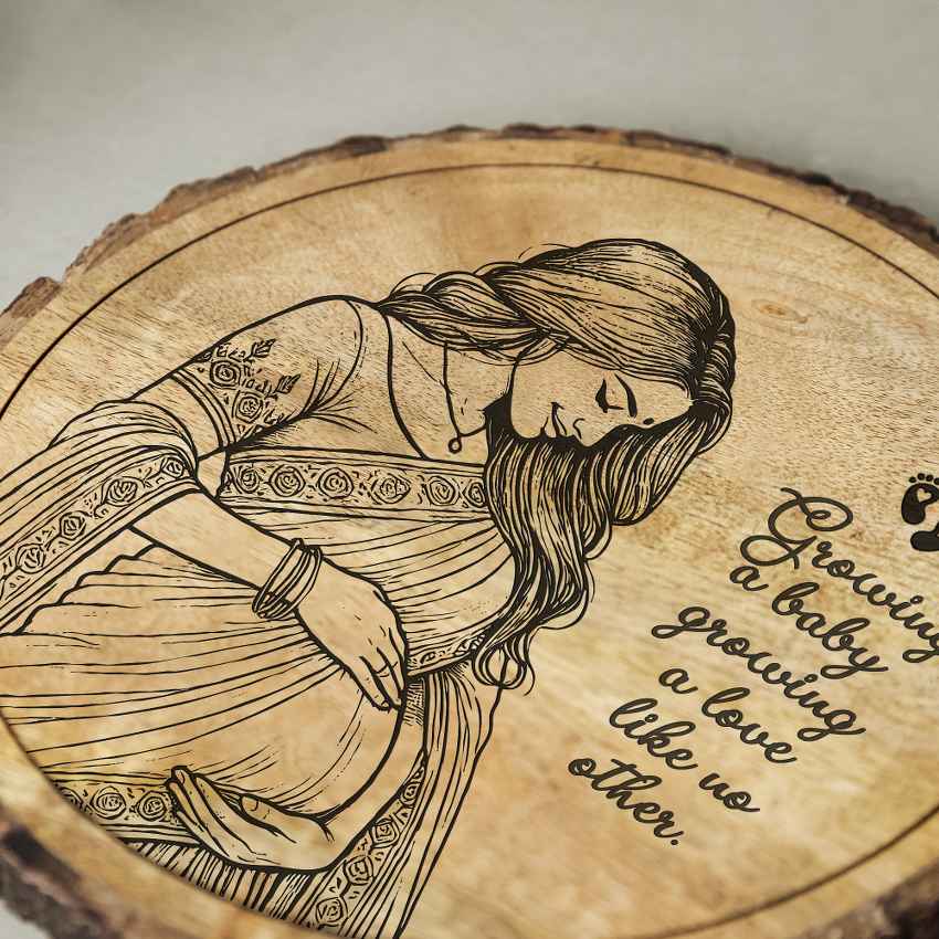 Rootknot Handcrafted Mango Wood Brown Plaque with Stand Gift Set | 8 inches