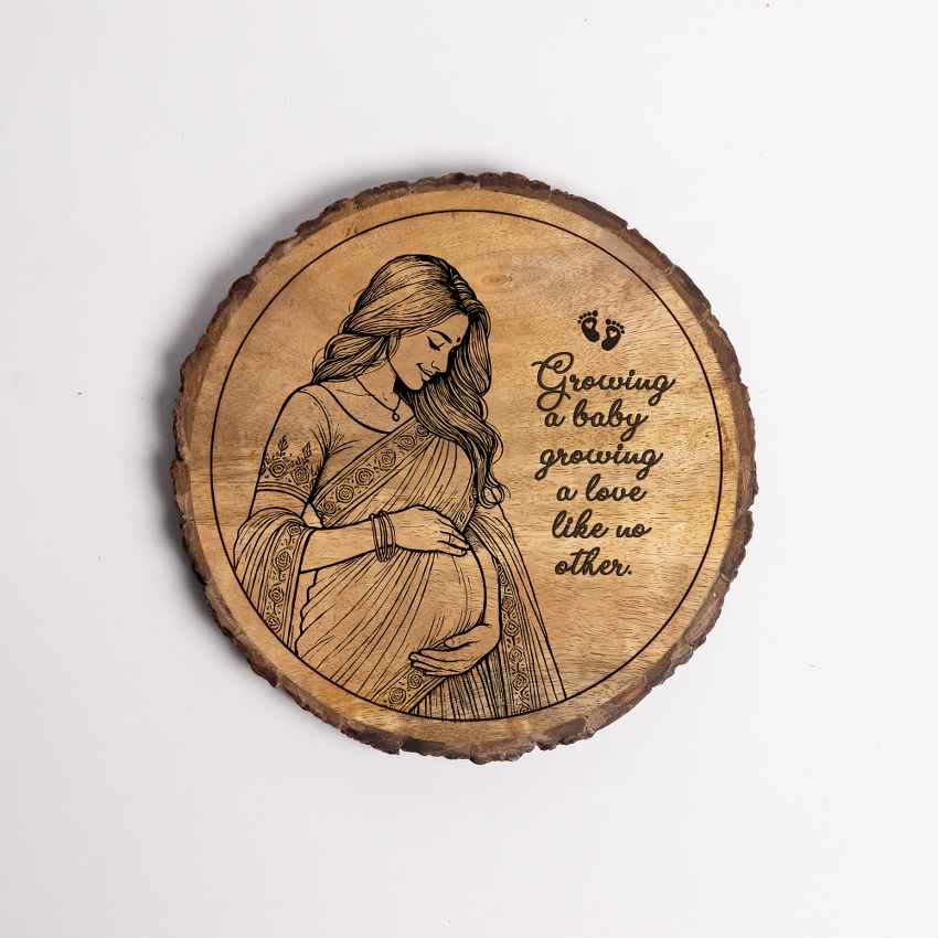 Rootknot Handcrafted Mango Wood Brown Plaque with Stand Gift Set | 8 inches