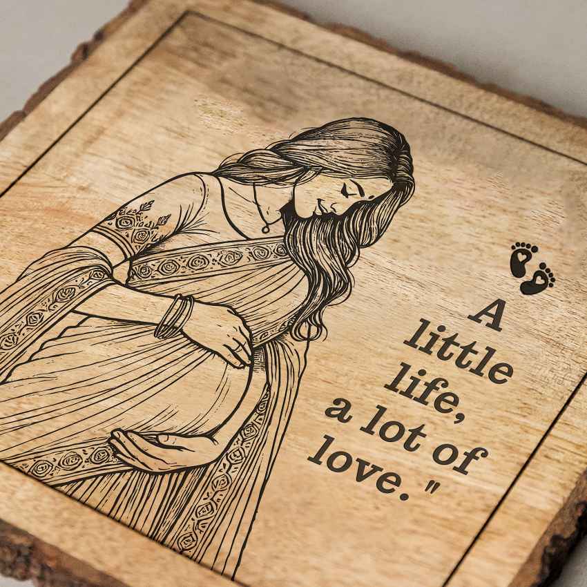 Mamabloom Handcrafted Mango Wood Brown Plaque with Stand Gift Set | 8 x 8 inches
