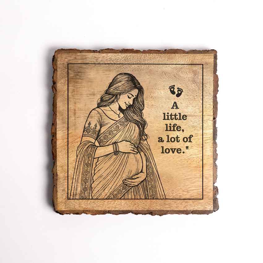 Mamabloom Handcrafted Mango Wood Brown Plaque with Stand Gift Set | 8 x 8 inches