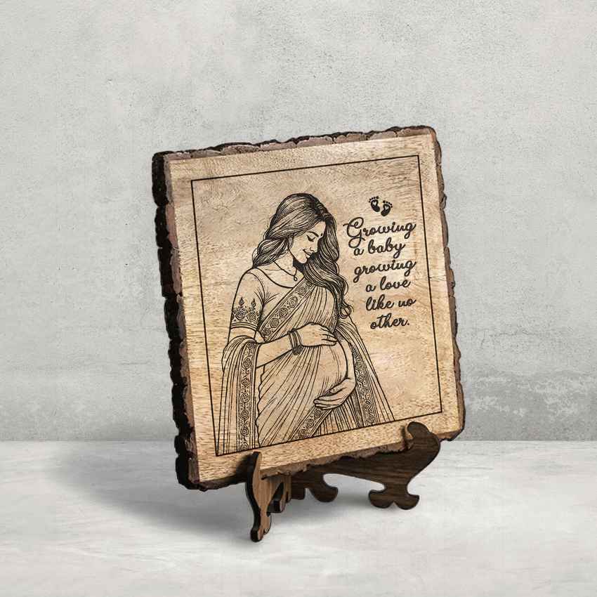 Nestetched Handcrafted Mango Wood Brown Plaque with Stand Gift Set | 8 x 8 inches