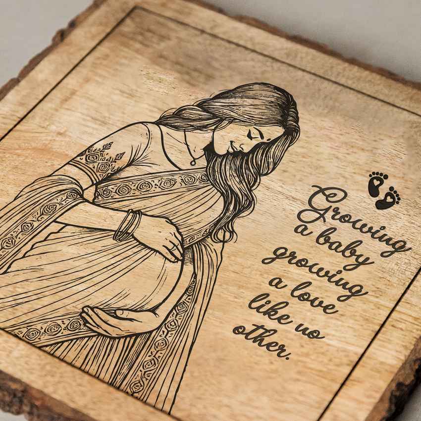 Nestetched Handcrafted Mango Wood Brown Plaque with Stand Gift Set | 8 x 8 inches
