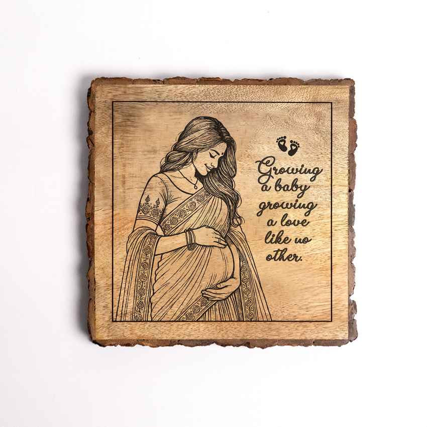 Nestetched Handcrafted Mango Wood Brown Plaque with Stand Gift Set | 8 x 8 inches
