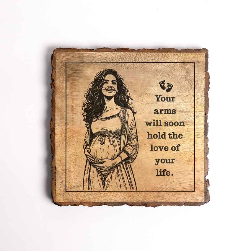 Rootednote Handcrafted Mango Wood Brown Plaque with Stand Gift Set | 8 x 8 inches