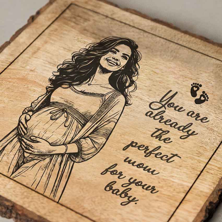 Lovingplank Handcrafted Mango Wood Brown Plaque with Stand Gift Set | 8 x 8 inches