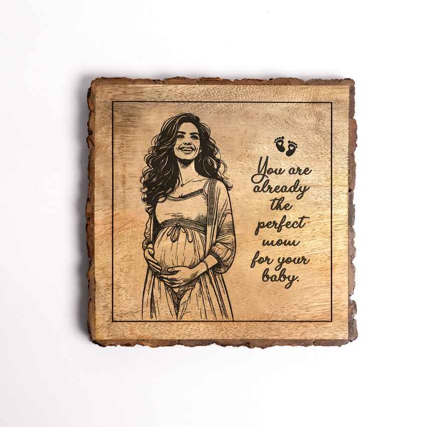 Lovingplank Handcrafted Mango Wood Brown Plaque with Stand Gift Set | 8 x 8 inches