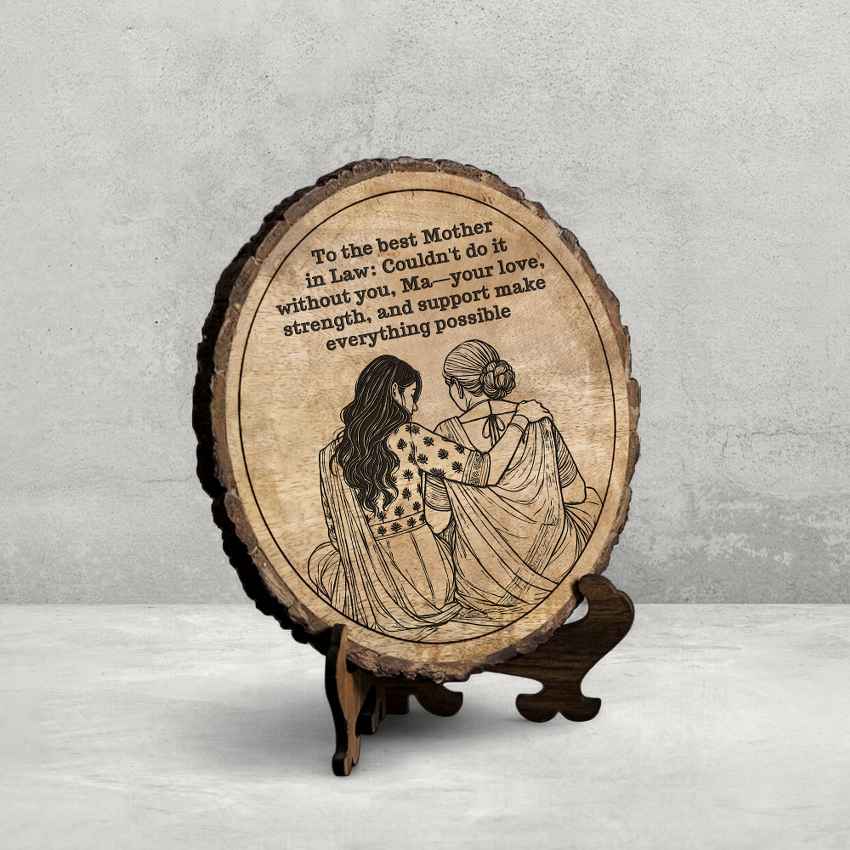 Soulnest Handcrafted Mango Wood Brown Plaque with Stand Gift Set | 8 inches