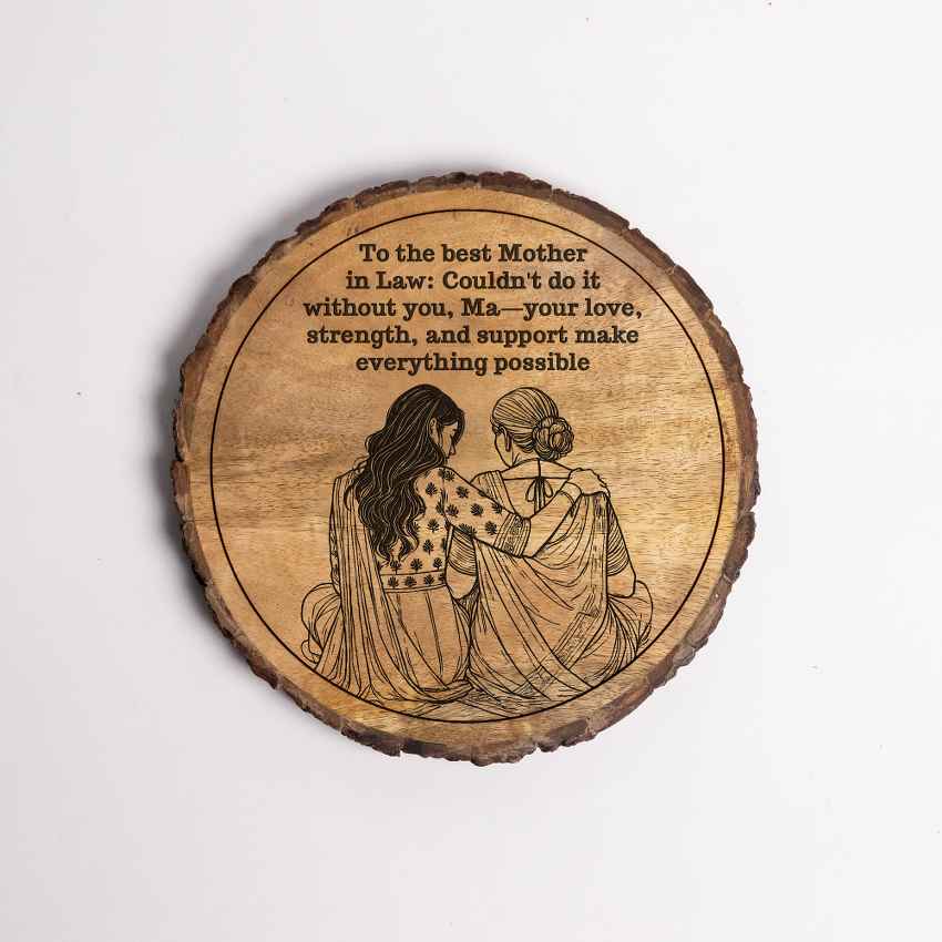 Soulnest Handcrafted Mango Wood Brown Plaque with Stand Gift Set | 8 inches