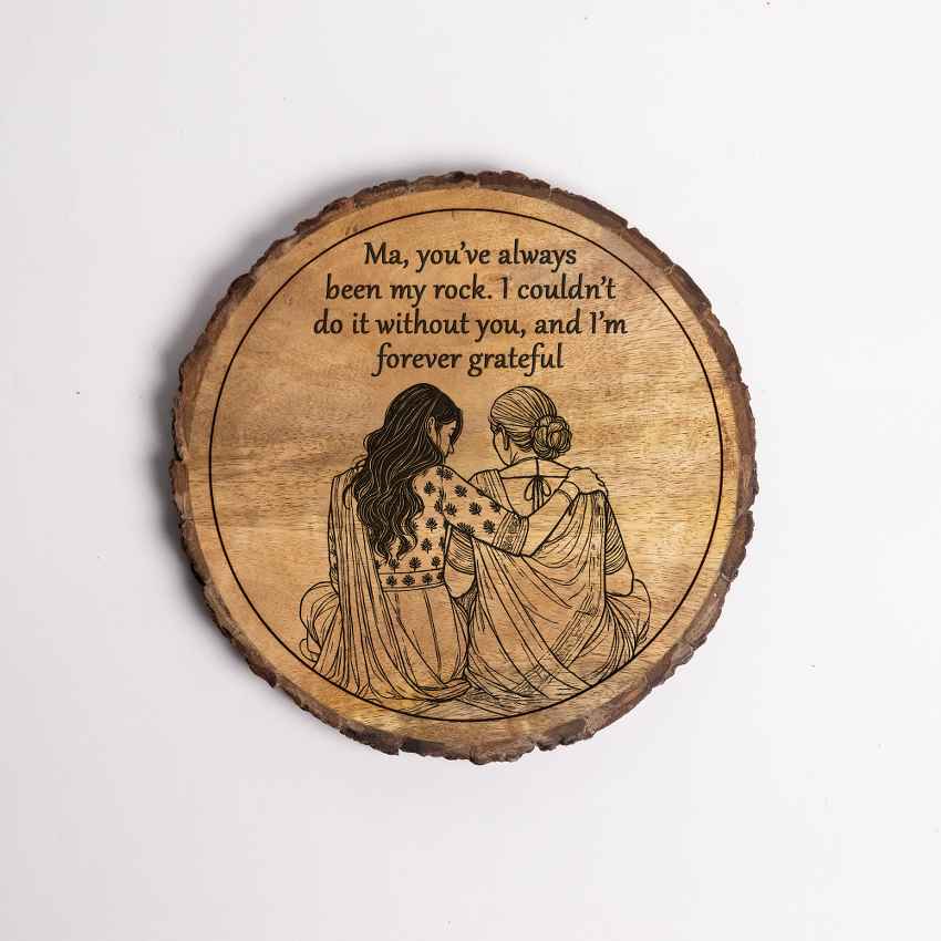 Gentleknot Handcrafted Mango Wood Brown Plaque with Stand Gift Set | 8 inches