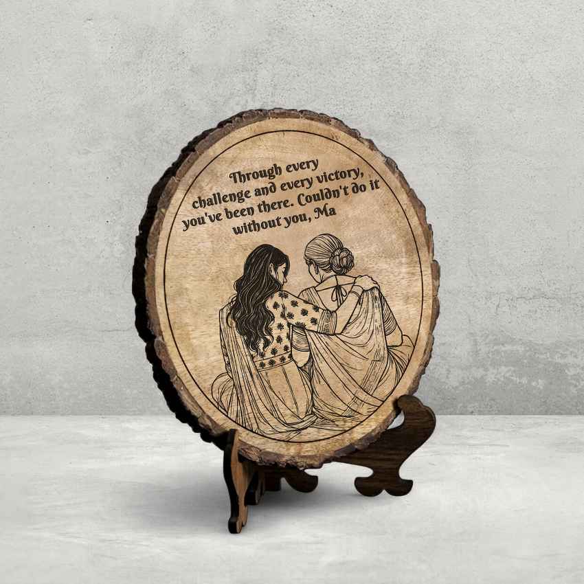 Craftedwomb Handcrafted Mango Wood Brown Plaque with Stand Gift Set | 8 inches