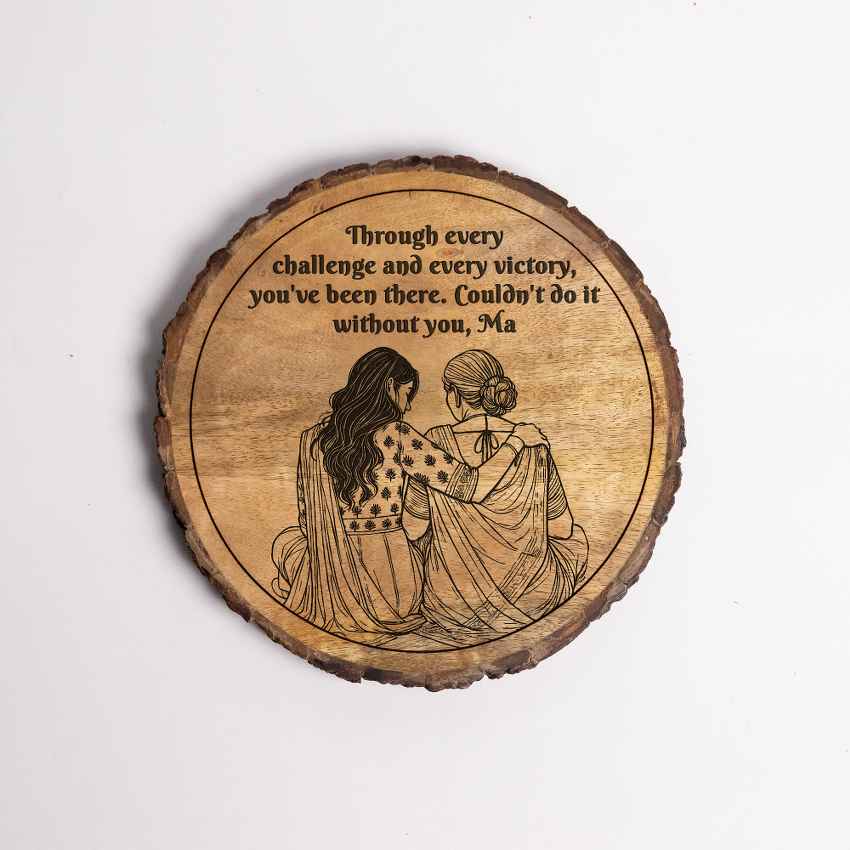 Craftedwomb Handcrafted Mango Wood Brown Plaque with Stand Gift Set | 8 inches