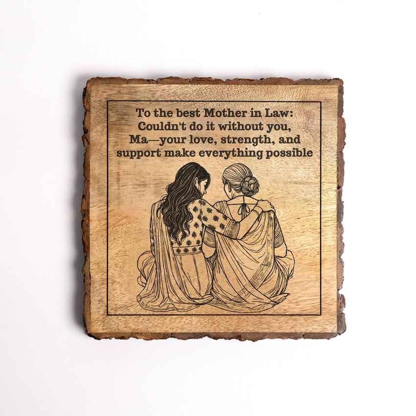 Legacyleaf Handcrafted Mango Wood Brown Plaque with Stand Gift Set | 8 x 8 inches