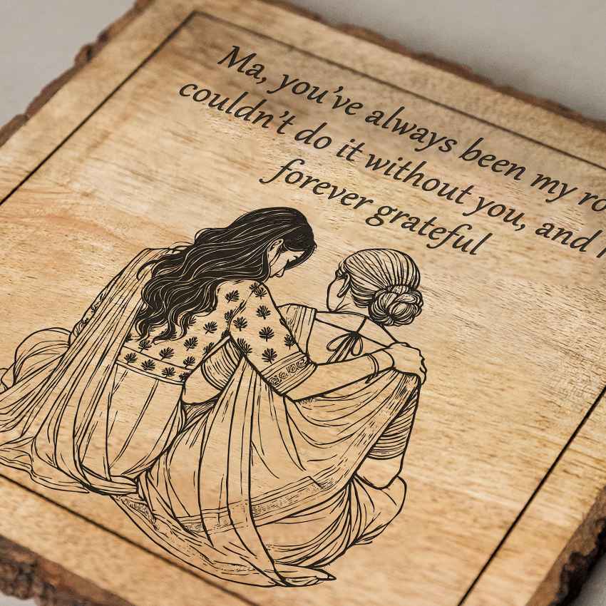 Woodensoul Handcrafted Mango Wood Brown Plaque with Stand Gift Set | 8 x 8 inches