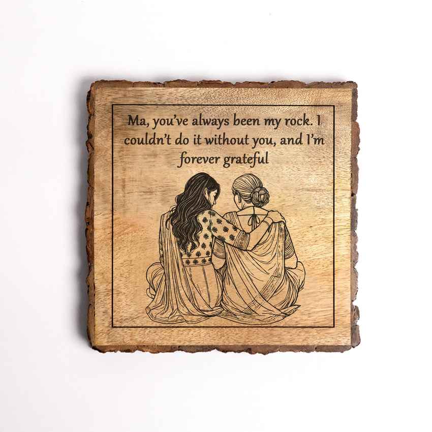 Woodensoul Handcrafted Mango Wood Brown Plaque with Stand Gift Set | 8 x 8 inches