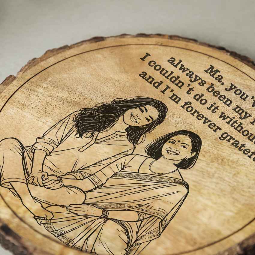 Woodwhimsy Handcrafted Mango Wood Brown Plaque with Stand Gift Set | 8 inches