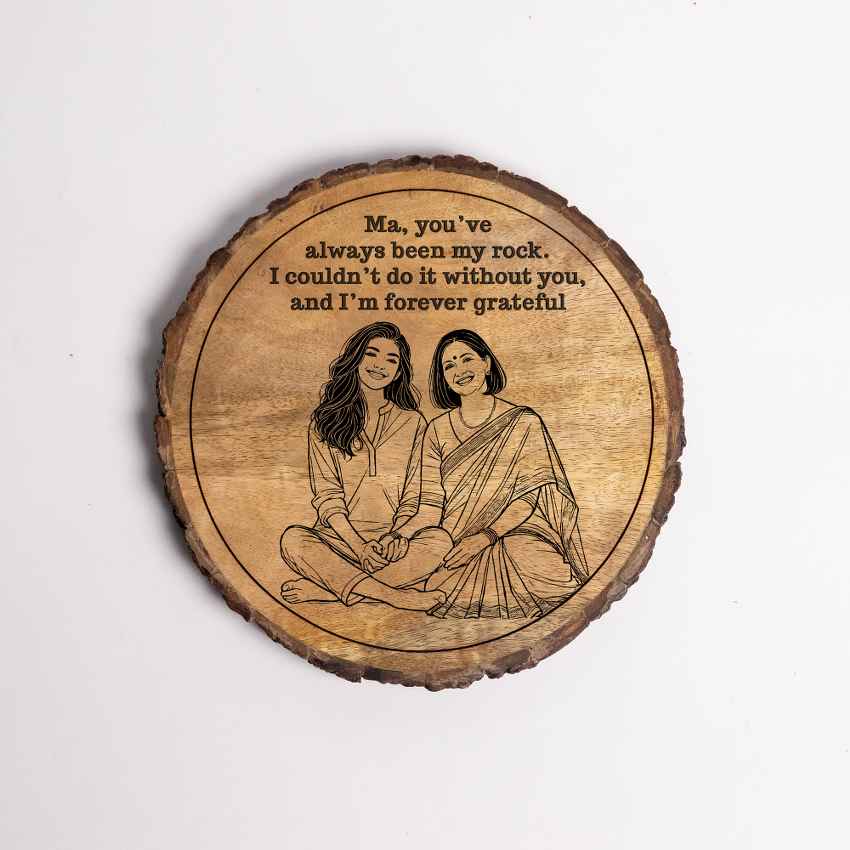 Woodwhimsy Handcrafted Mango Wood Brown Plaque with Stand Gift Set | 8 inches