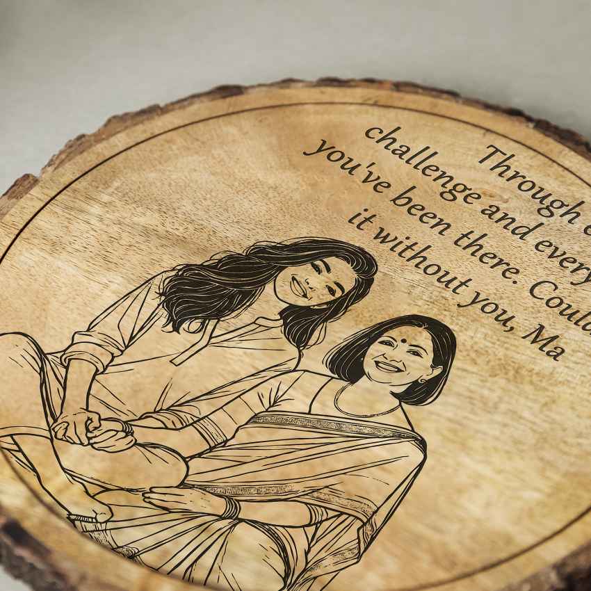 Lovering Handcrafted Mango Wood Brown Plaque with Stand Gift Set | 8 inches