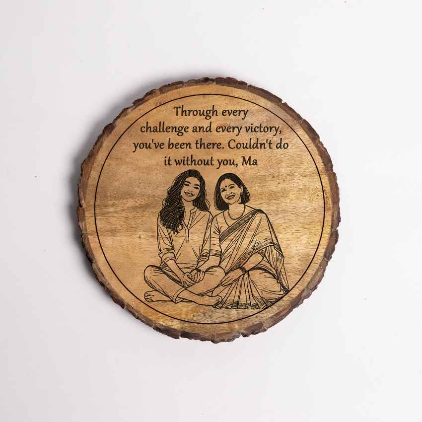 Lovering Handcrafted Mango Wood Brown Plaque with Stand Gift Set | 8 inches