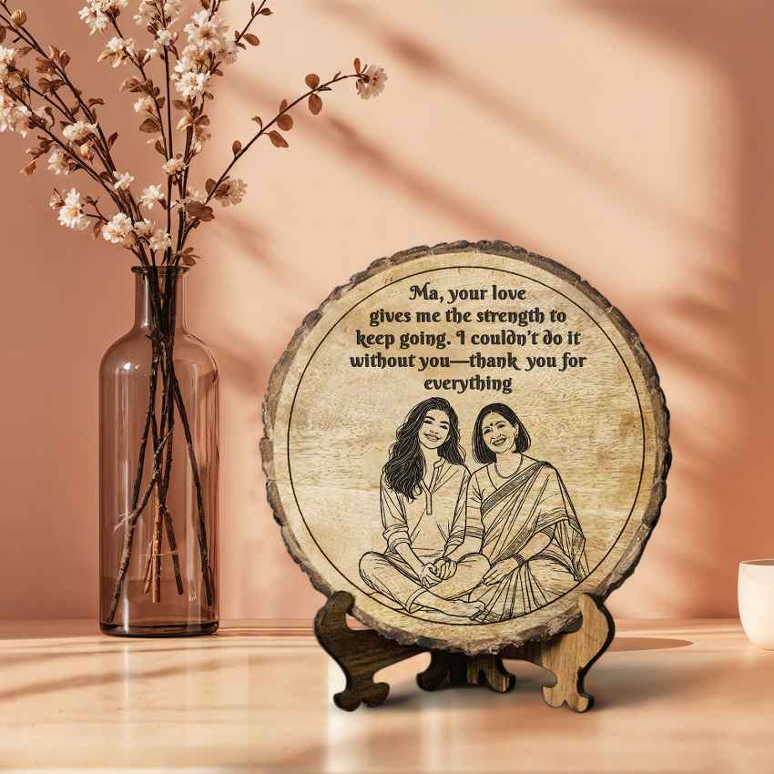 Barkbond Handcrafted Mango Wood Brown Plaque with Stand Gift Set | 8 inches