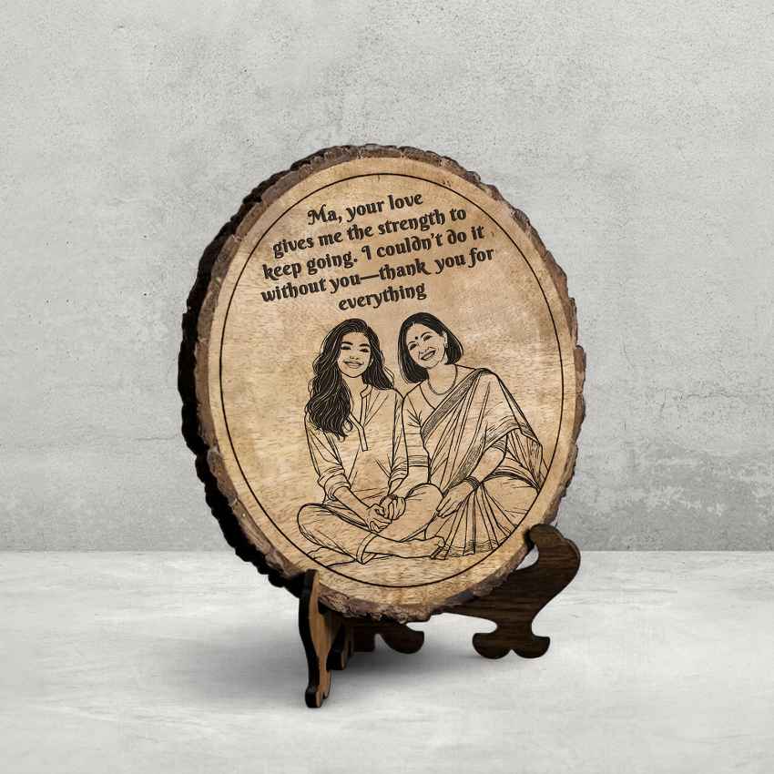 Barkbond Handcrafted Mango Wood Brown Plaque with Stand Gift Set | 8 inches