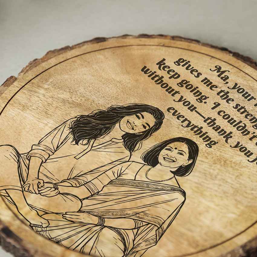 Barkbond Handcrafted Mango Wood Brown Plaque with Stand Gift Set | 8 inches