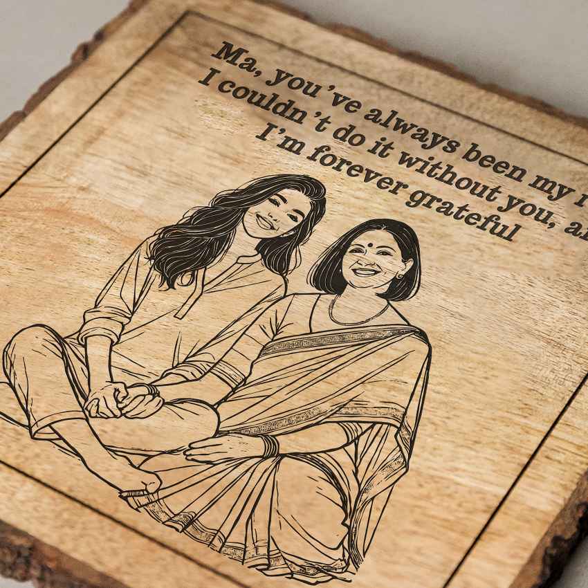 Earthetch Handcrafted Mango Wood Brown Plaque with Stand Gift Set | 8 x 8 inches