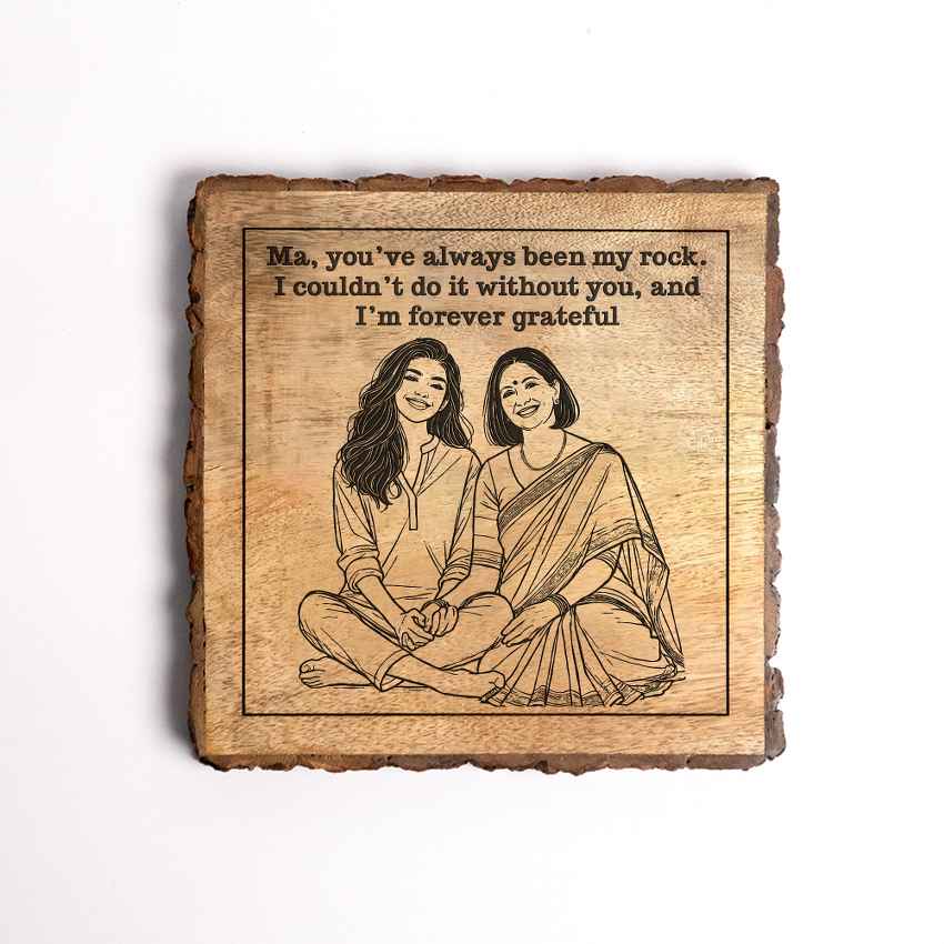 Earthetch Handcrafted Mango Wood Brown Plaque with Stand Gift Set | 8 x 8 inches