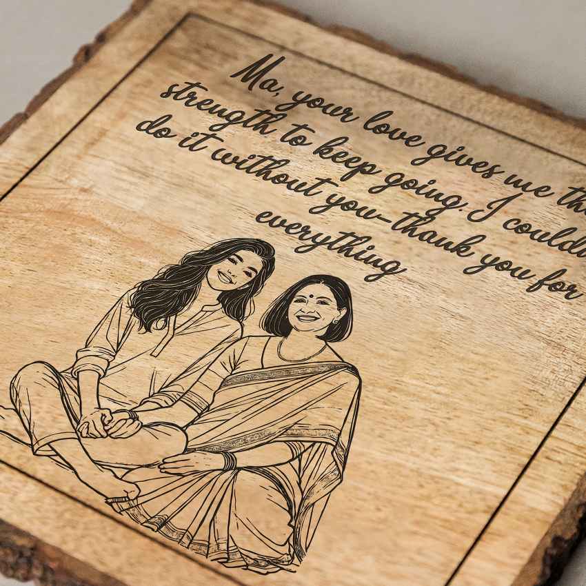 Plaqueful Handcrafted Mango Wood Brown Plaque with Stand Gift Set | 8 x 8 inches