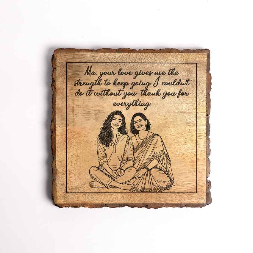 Plaqueful Handcrafted Mango Wood Brown Plaque with Stand Gift Set | 8 x 8 inches