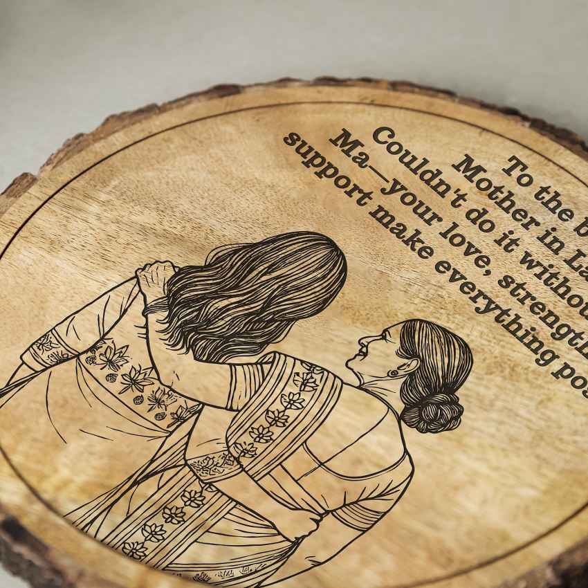 Lovegrain Handcrafted Mango Wood Brown Plaque with Stand Gift Set | 8 inches