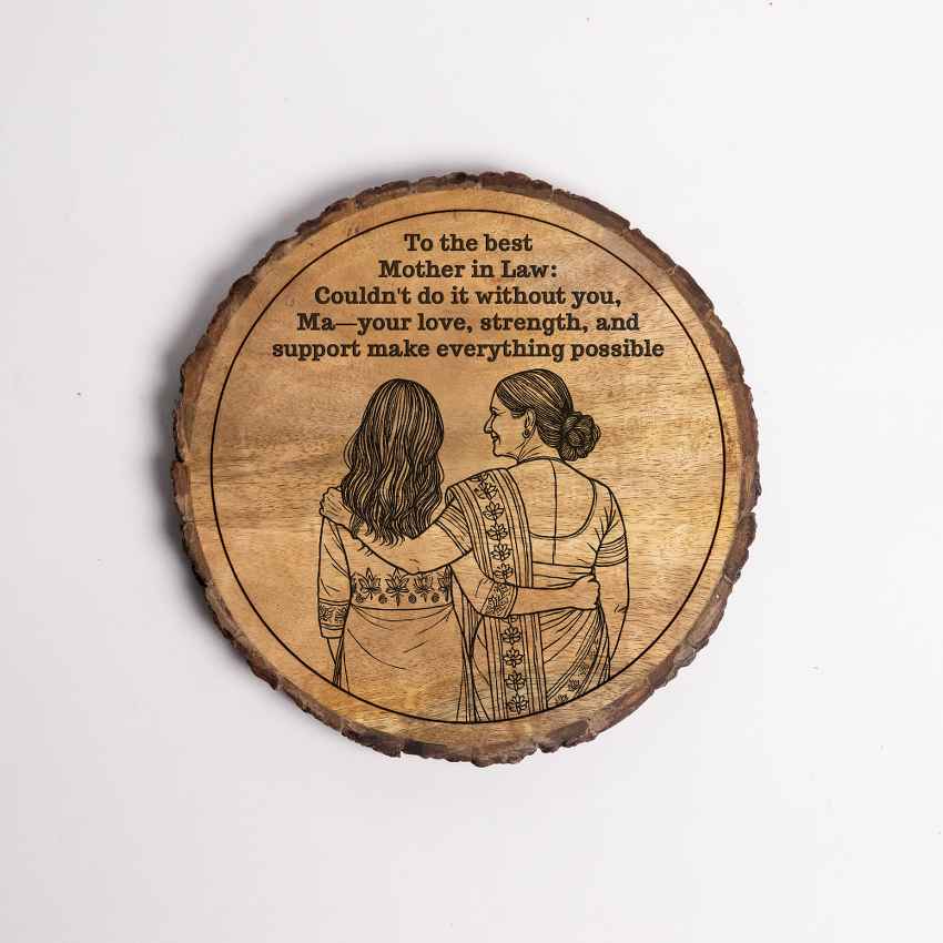 Lovegrain Handcrafted Mango Wood Brown Plaque with Stand Gift Set | 8 inches