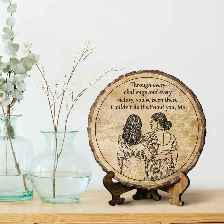 Hearthknot Handcrafted Mango Wood Brown Plaque with Stand Gift Set | 8 inches