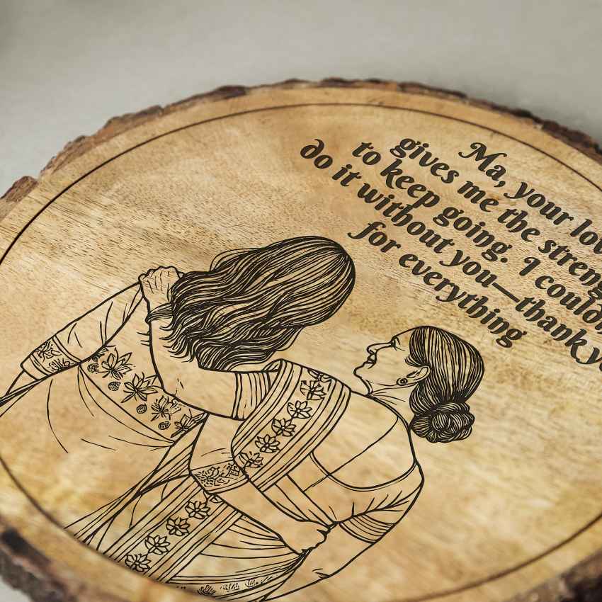 Warmthwoven Handcrafted Mango Wood Brown Plaque with Stand Gift Set | 8 inches