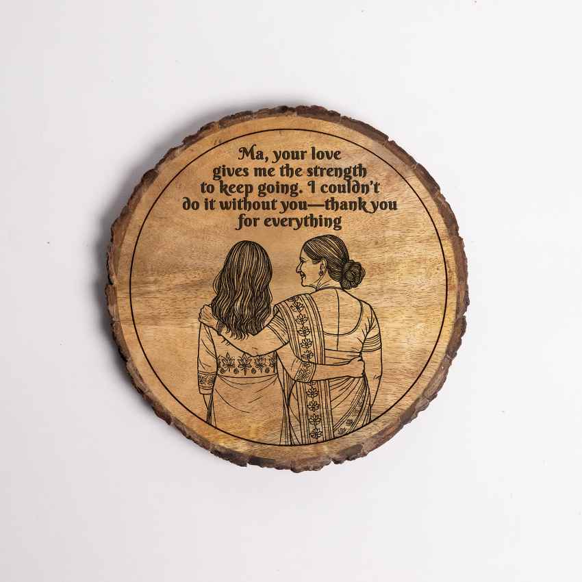 Warmthwoven Handcrafted Mango Wood Brown Plaque with Stand Gift Set | 8 inches