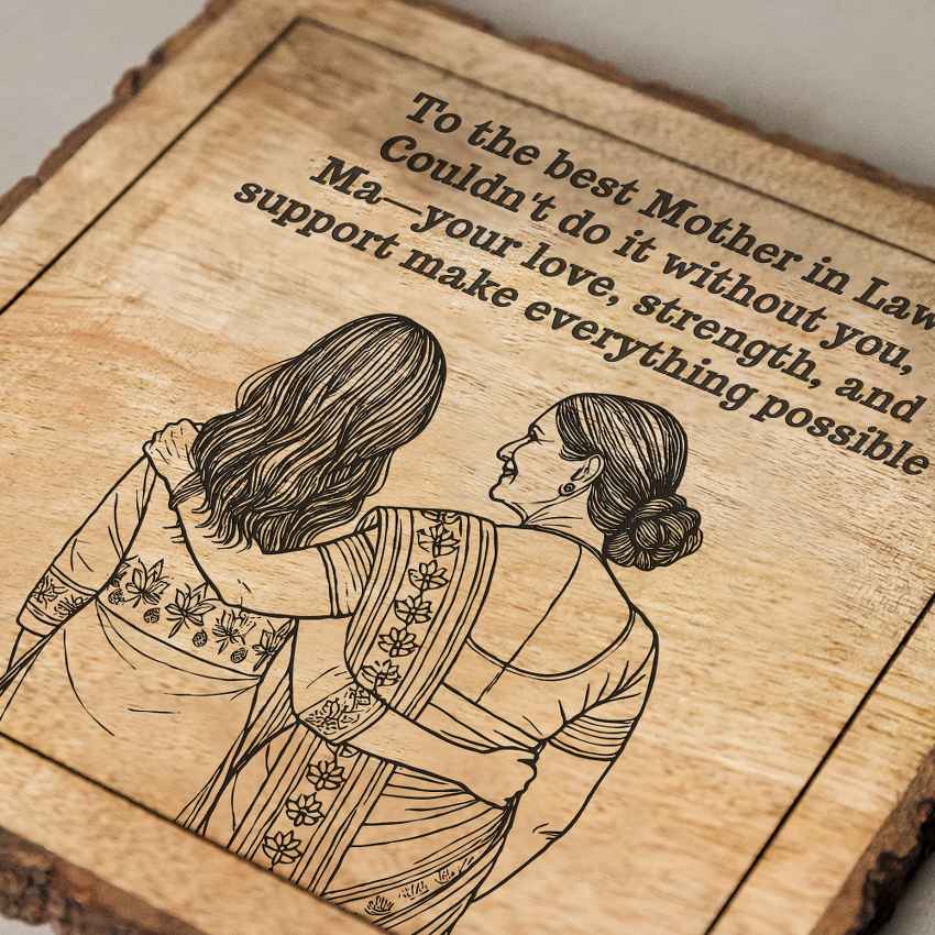 Matritree Handcrafted Mango Wood Brown Plaque with Stand Gift Set | 8 x 8 inches