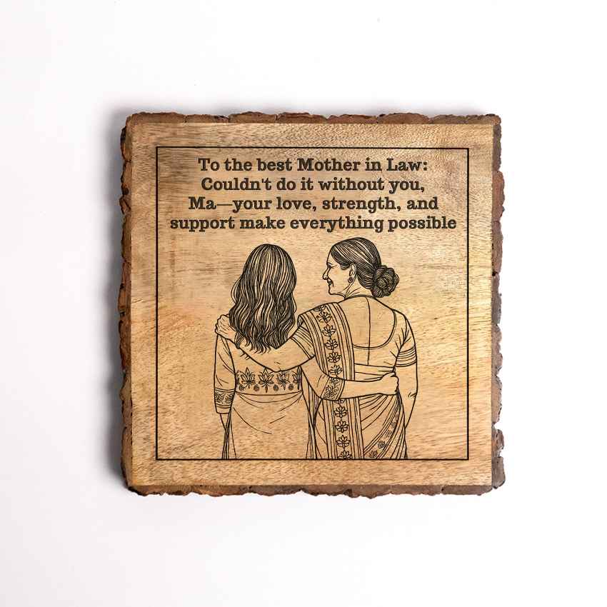 Matritree Handcrafted Mango Wood Brown Plaque with Stand Gift Set | 8 x 8 inches