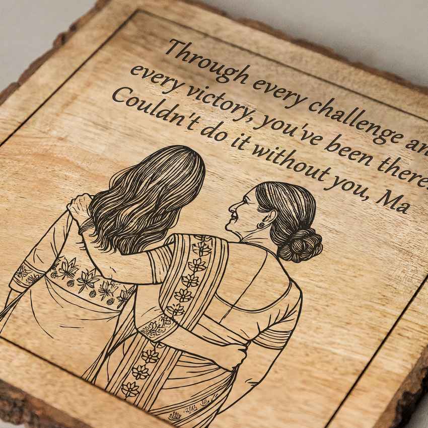 Leaflove Handcrafted Mango Wood Brown Plaque with Stand Gift Set | 8 x 8 inches