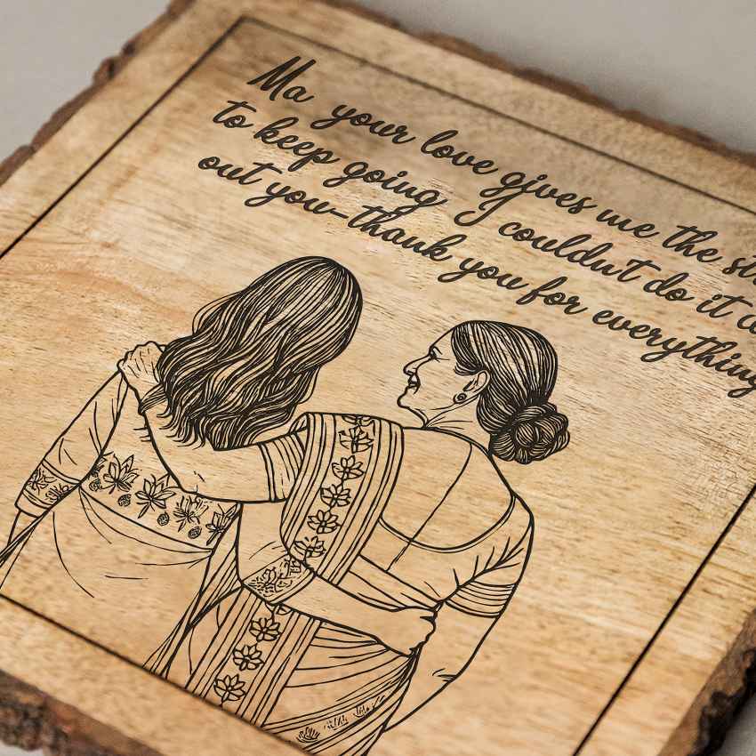 Dearetch Handcrafted Mango Wood Brown Plaque with Stand Gift Set | 8 x 8 inches