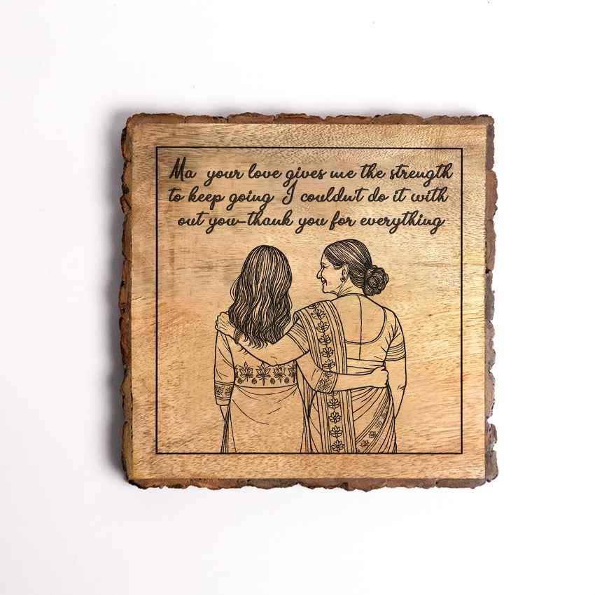 Dearetch Handcrafted Mango Wood Brown Plaque with Stand Gift Set | 8 x 8 inches