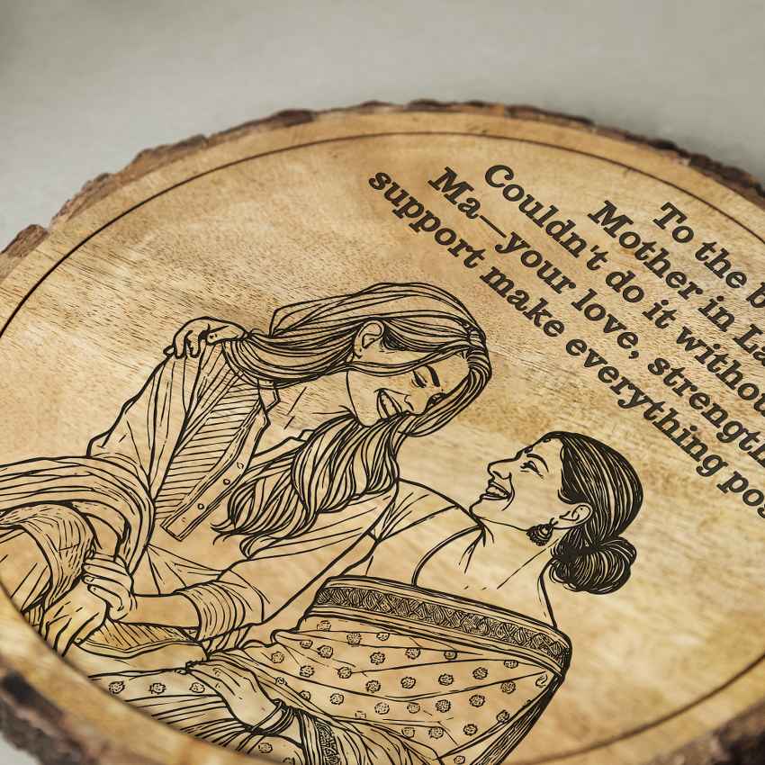 Rootwhisper Handcrafted Mango Wood Brown Plaque with Stand Gift Set | 8 inches
