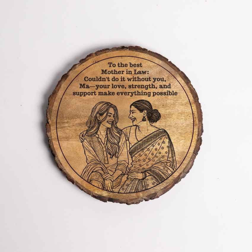 Rootwhisper Handcrafted Mango Wood Brown Plaque with Stand Gift Set | 8 inches