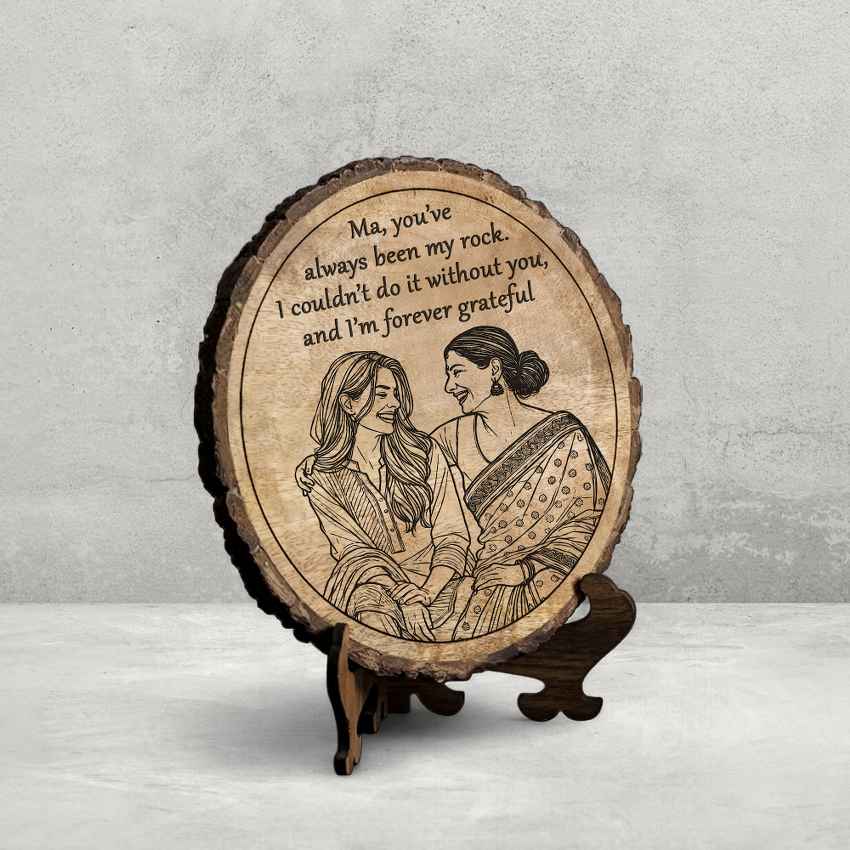 Knotblessed Handcrafted Mango Wood Brown Plaque with Stand Gift Set | 8 inches