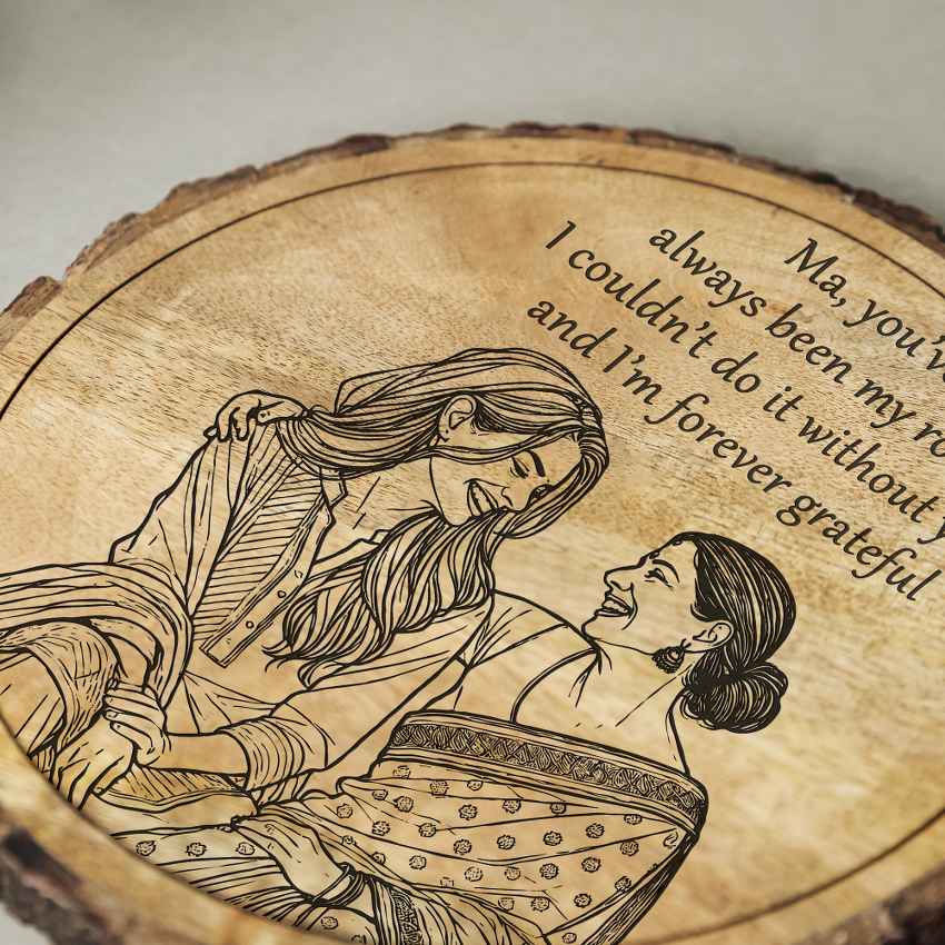 Knotblessed Handcrafted Mango Wood Brown Plaque with Stand Gift Set | 8 inches