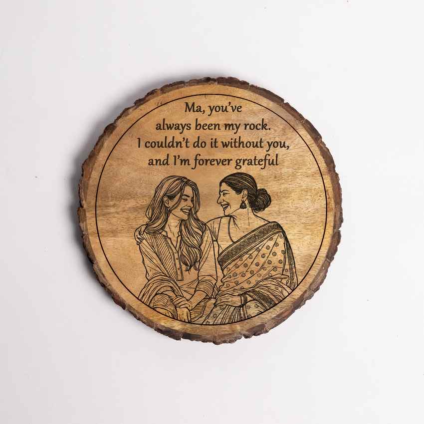 Knotblessed Handcrafted Mango Wood Brown Plaque with Stand Gift Set | 8 inches