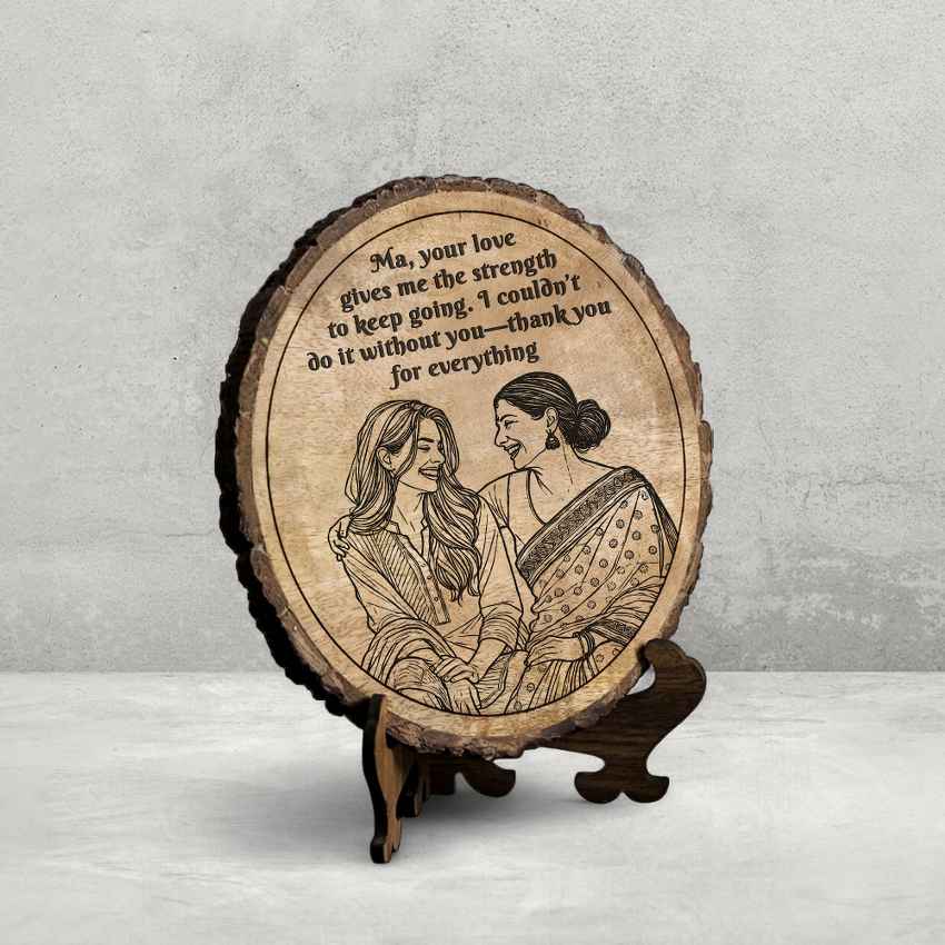 Embraceboard Handcrafted Mango Wood Brown Plaque with Stand Gift Set | 8 inches