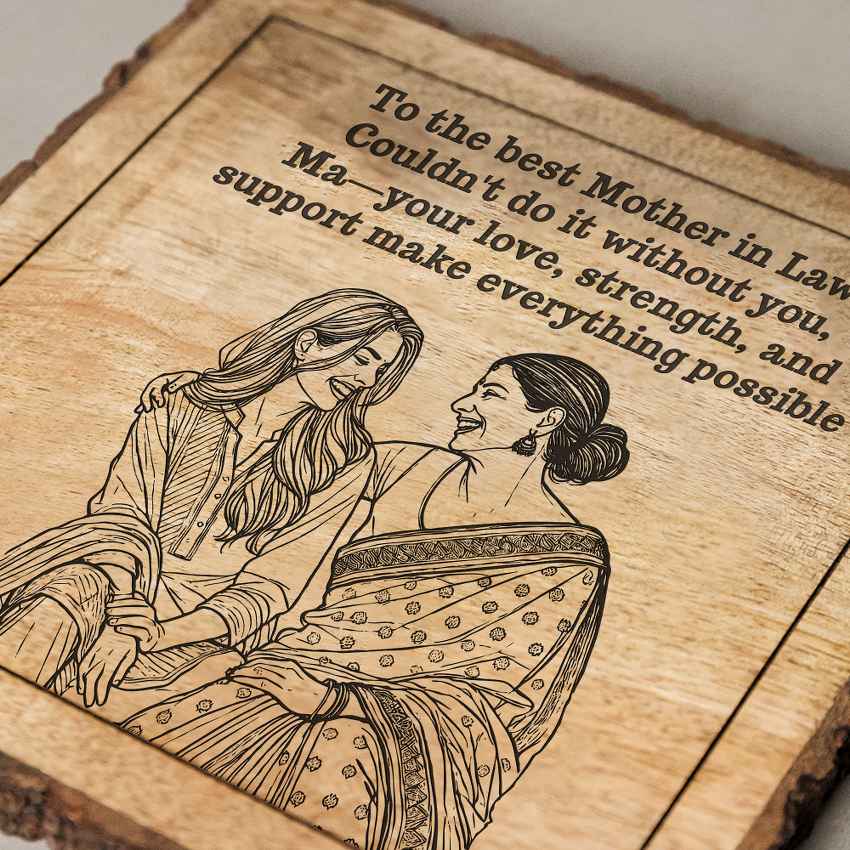Grainnestle Handcrafted Mango Wood Brown Plaque with Stand Gift Set | 8 x 8 inches