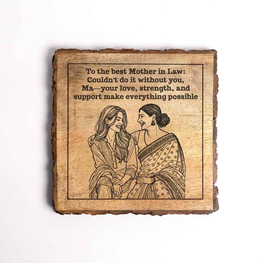 Grainnestle Handcrafted Mango Wood Brown Plaque with Stand Gift Set | 8 x 8 inches