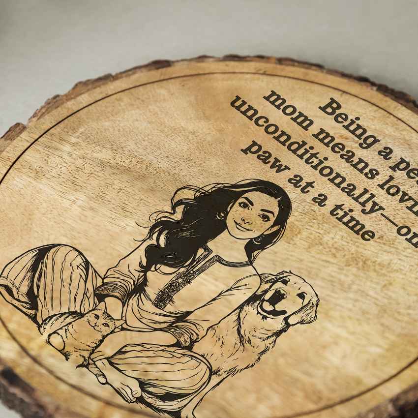 Wombwood Handcrafted Mango Wood Brown Plaque with Stand Gift Set | 8 inches