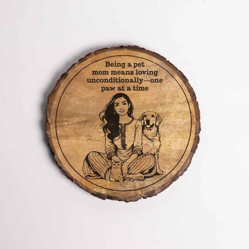 Wombwood Handcrafted Mango Wood Brown Plaque with Stand Gift Set | 8 inches